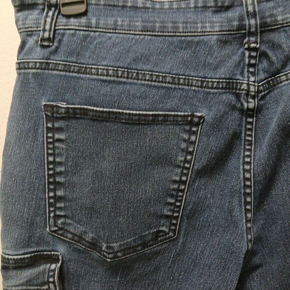 Denim House Mens Dark Wash Biker/Cargo Denim Jeans Zipper 32-32 *Rare* - Picture 15 of 16